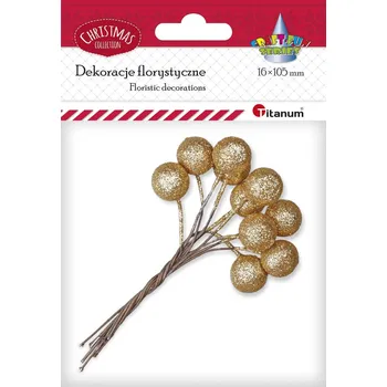 Vánoční dekorace Titanum Dekorace, kuličky, ZLATÉ, 10,5x1,6 cm, 10 ks/bal.