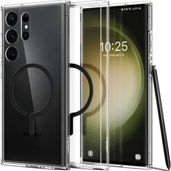 Pouzdro na mobilní telefon Kryt na mobil Spigen Ultra Hybrid OneTap MagSafe Ring Black Samsung Galaxy S23 Ultra