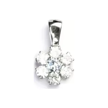 Přívěsek Stříbrný přívěsek kytka čiré zirkony a akvamarin - VP134 (Stříbrný přívěsek se zirkony)