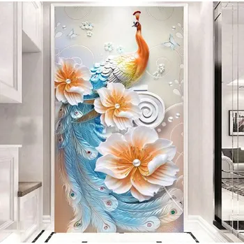 Fototapeta Solution Media 3D tapeta - Páv a květiny MU1831 3 - 3D Relief - Vliesová tapeta - 320g/m2