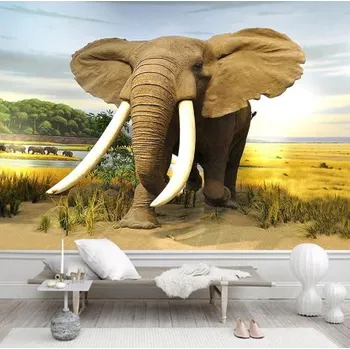 Fototapeta Solution Media 3D tapeta - Slon v krajině MU2010 4 - Slámová textura - Vliesová tapeta - 300g/m2
