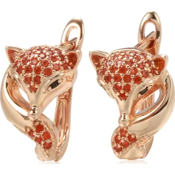 Náušnice B-TOP Růžově pozlacené náušnice se zirkony Liška