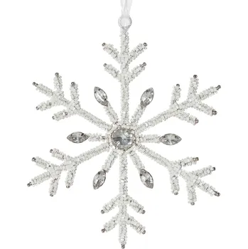 Vánoční ozdoba SADA 6KS VÁNOČNÍ DEKORACE QUARTZ 13X15 CM BÍLÁ