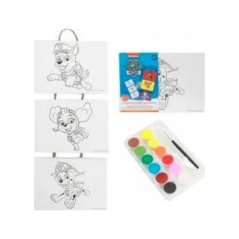 Majjam Mini plátno na provázku 3ks 18x13cm Paw Patrol/Tlapková patrola se štětcem a barvami