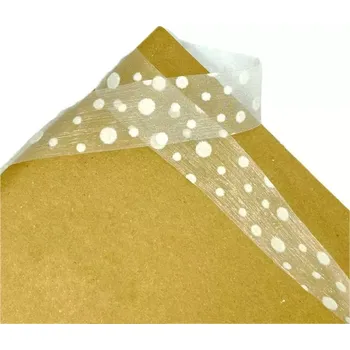 Stuha Stuha organzová SPOTS transparentní, bílá 25mm x 20m (7,-Kč/m) (Stuha organzová, potisk bílé puntíky, průsvitná, oboustranná)