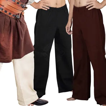 Karnevalový kostým Výprodej Bavlněné kalhoty Ragnar rovného střihu – Viking a LARP - Outlet