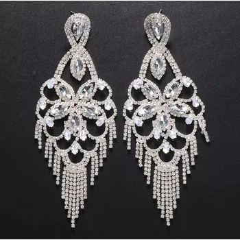 Náušnice B-TOP Dlouhé visací krystalové náušnice se střapci