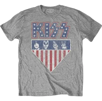Pánské tričko Kiss Tričko Stars And Stripes Unisex Grey L