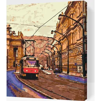 Painting Queens Painting Queens, Malování podle čísel, Pražská tramvaj, 40 × 50 cm, vypnuté plátno na rám