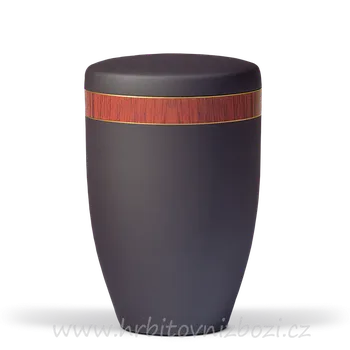 Smuteční dekorace Ocelová urna černá dřevěný dekor