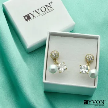 Náušnice Yvon Pozlacené náušnice s perlou SHELL a čirou zirkonií