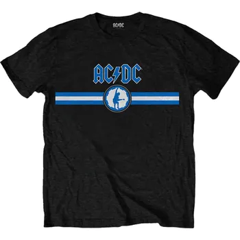 Pánské tričko AC/DC Blue Logo & Stripe Black M Tričko