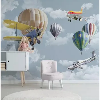 Fototapeta Solution Media 3D tapeta - Balóny a letadla MU2828 2 - Voděodolná hedvábná tkanina - Textilní tapeta lesklá - 200g/m2
