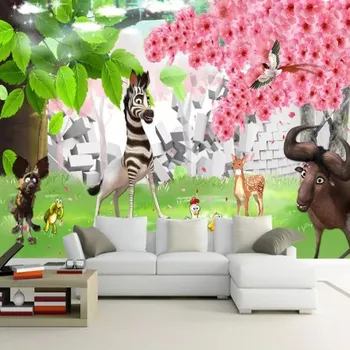 Fototapeta Solution Media 3D tapeta - Zebra a kamarádi MU2925 5 - Imitace kůže - Vliesová tapeta - 320g/m2