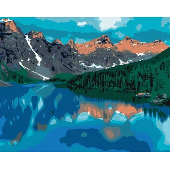 Hračka zuty Zuty - Malování Podle Čísel - Jezero A Hory, 40X50 Cm, Plátno+Rám