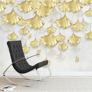 Fototapeta Solution Media 3D tapeta - Stereoskopické zlaté listy MU3573 3 - 3D Relief - Vliesová tapeta - 320g/m2