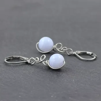 Náušnice Modrý chalcedon – model náušnic Zrození