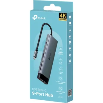 USB hub TP-Link UH9120C USB-C hub 9v1 (3xUSB3.2Gen1,1xUSB-C3.2Gen1, 1xGbE, 1xHDMI, 1xSD, 1xmicroSD, PD 100W)