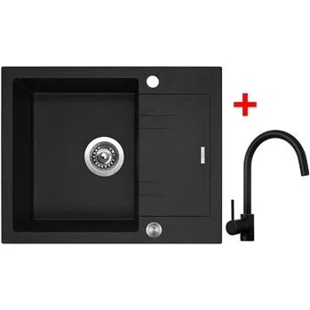 Kuchyňský dřez Sinks LINEA 600 XC Granblack + Vitalia černá matná