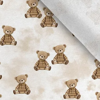 Teplákovina Takoy 150 cm plyšový hnědý medvídek