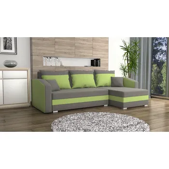 Sedací souprava Rohová rozkládací sedačka FABIO světlešedá-zelená
