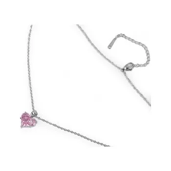 Náhrdelník Náhrdelník z nerezové oceli s broušenými kamínky - 1 ks - 2 rose srdce