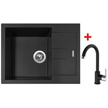 Granitový dřez Sinks AMANDA 650 Nanoblack+MIX 35 Nanoblack