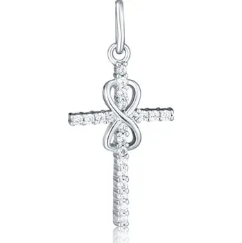 Přívěsek Stříbrný přívěsek křížek nekonečno se zirkony