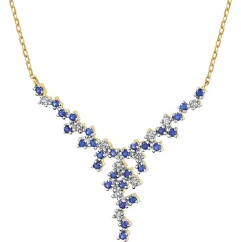 Náhrdelník Zlatý náhrdelník s diamanty a safíry - ryzost 585 - 189.367