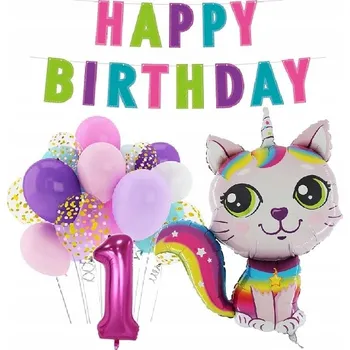 Balónek BALÓNKY sada ROCEK s konfetami 1. narozeniny KOŤÁTKO