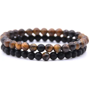 Náramek Náramek přírodní kámen set 2 ks - Onyx a Tygří oko