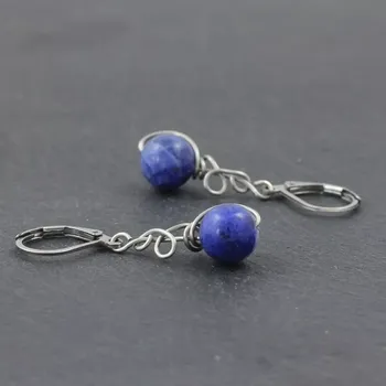 Náušnice Náušnice s modrým kamenem sodalitem – model Zrození