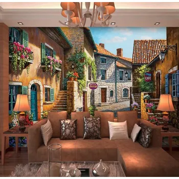 Tapeta Solution Media 3D tapeta - Kreslené městečko MU822A 1 - Voděodolné plátno - Textilní tapeta omyvatelná - 250g/m2