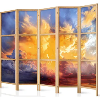 Paraván Japonský paraván - Krásný západ slunce: Mraky v teplých odstínech Velikost: 225x172 cm