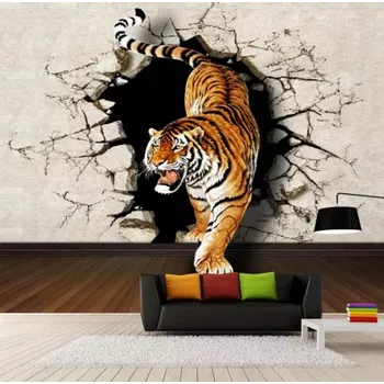 Fototapeta Solution Media 3D tapeta - Tygr a rozbitá zeď MU2535 3 - 3D Relief - Vliesová tapeta - 320g/m2