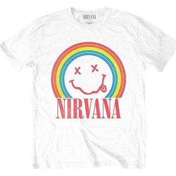 Nirvana Happy Face Rainbow White M Tričko