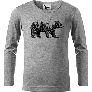 Chlapecké tričko DOBRÝ TRIKO Dětské triko a potiskem Medvěd Velikost: 158/12 let, Barva: Tmavě šedý melír