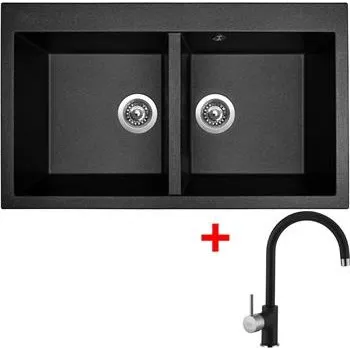 Granitový dřez Sinks AMANDA 860 DUO Metalblack + Vitalia GR