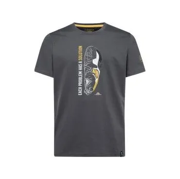 Pánské tričko La Sportiva SOLUTION T-SHIRT Carbon/Yellow šedá M