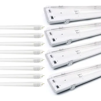 Zářivkové svítidlo T-LED / GREENLUX 4x Těleso s odražečem IP65 x 8x LED trubice 120cm vyšší svítivost - 2440lm -studená bílá