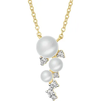 Náhrdelník Zlatý náhrdelník s diamanty a perlami - ryzost 585 - 194.207