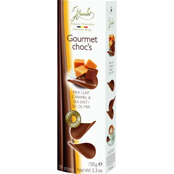 Čokoláda Belgické čokoládové chipsy Hamlet - Mléčné s karamelem & mořskou solí, 150 G