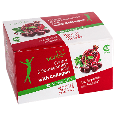 tianDe Kolagen s višňovou a granátovou šťávou Active life, (21 sáčků po 12g)