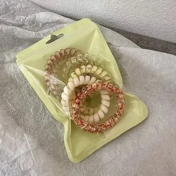 Elastické spirálové gumičky do vlasů | vlasové doplňky 6 ks - žluť