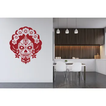 Samolepící dekorace Lepy.cz Samolepka na zeď Mexická lebka Velikost (šířka x výška): 50x58cm, Barevná varianta: Světle modrá