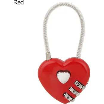 Visací zámek Visací zámek ve tvaru srdce s kódem | zámek kufru | kódový zámek - červená