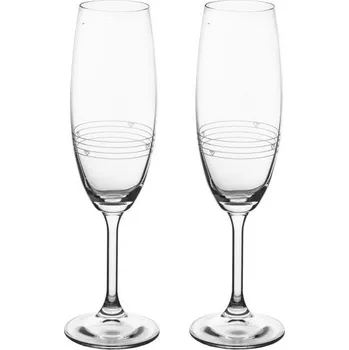 Sklenice sklen. 220ml, 2ks, d4,5x6,5, v.23,cm, SRDÍČKA, DB šampus