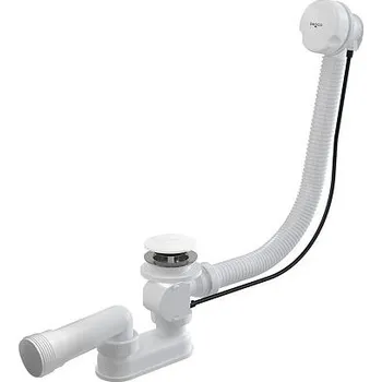 Sifon Automatický vanový sifon s přepadem - chrom, bílý : Barva - Bílá