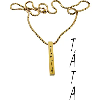 Náhrdelník Pánský náhrdelník s hranolem zlatý - text táta