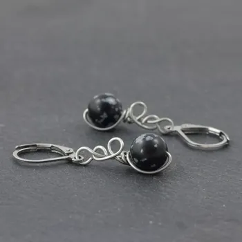 Náušnice Vločkový obsidián – model náušnic Zrození